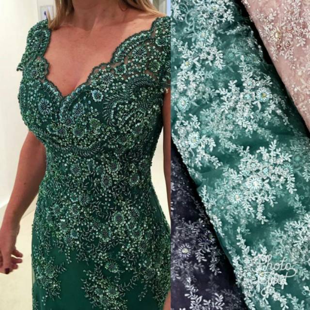 Tile Perancis Payet full batu permata swarovski 3d Zuhair Murad