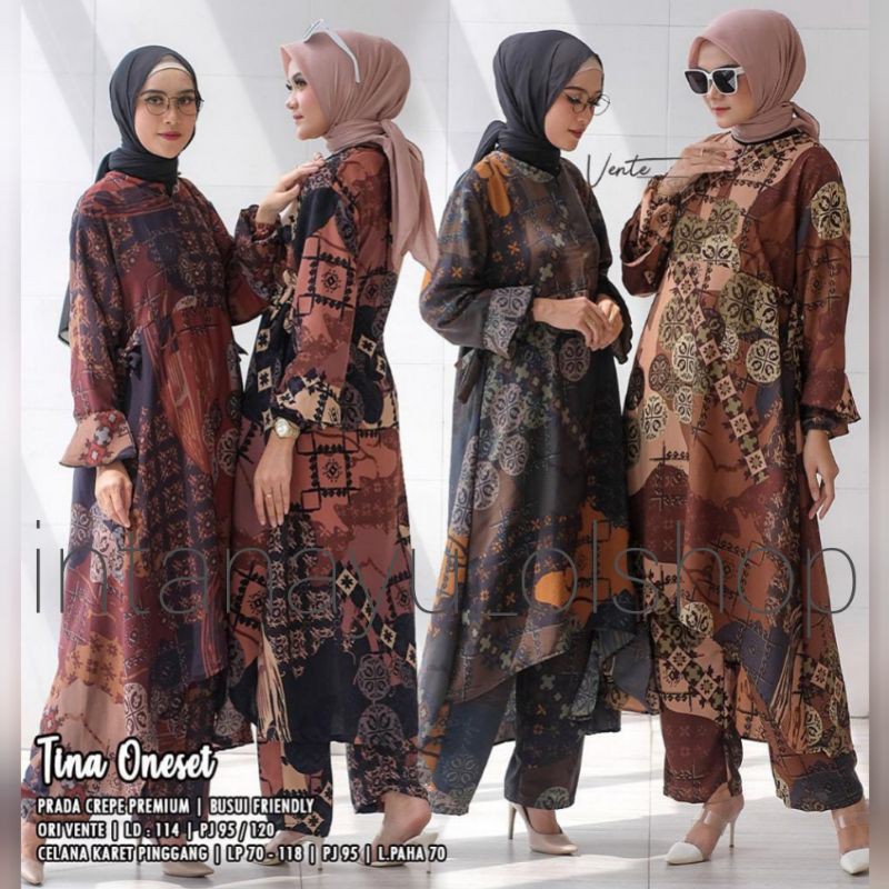 VENTE Daily Tina One Set Baju Setelan Jumbo Size XXXL Mat Prada Crepe Premium LD 114