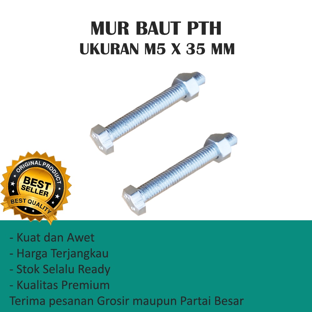 MUR BAUT UKURAN M5 X 35 MM MURAHH (HARGA PER 10 PCS)