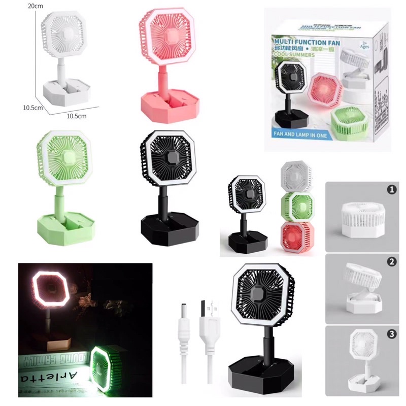 Kipas Angin LED Lipat Traveling Dudukan Kokoh Tidak Berisik