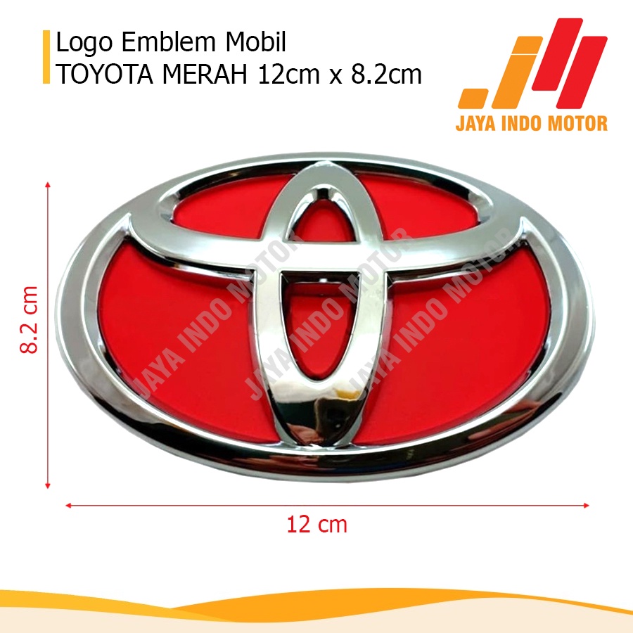 Logo Emblem Mobil TOYOTA MERAH 12cm X 8,2cm