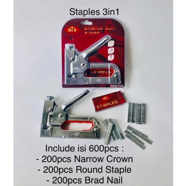 Staple Gun Tacker ATS 3way 4-14mm / Tembakan Staples bisa u 3 macam isi (Stapler Hekter Heckter Jok)