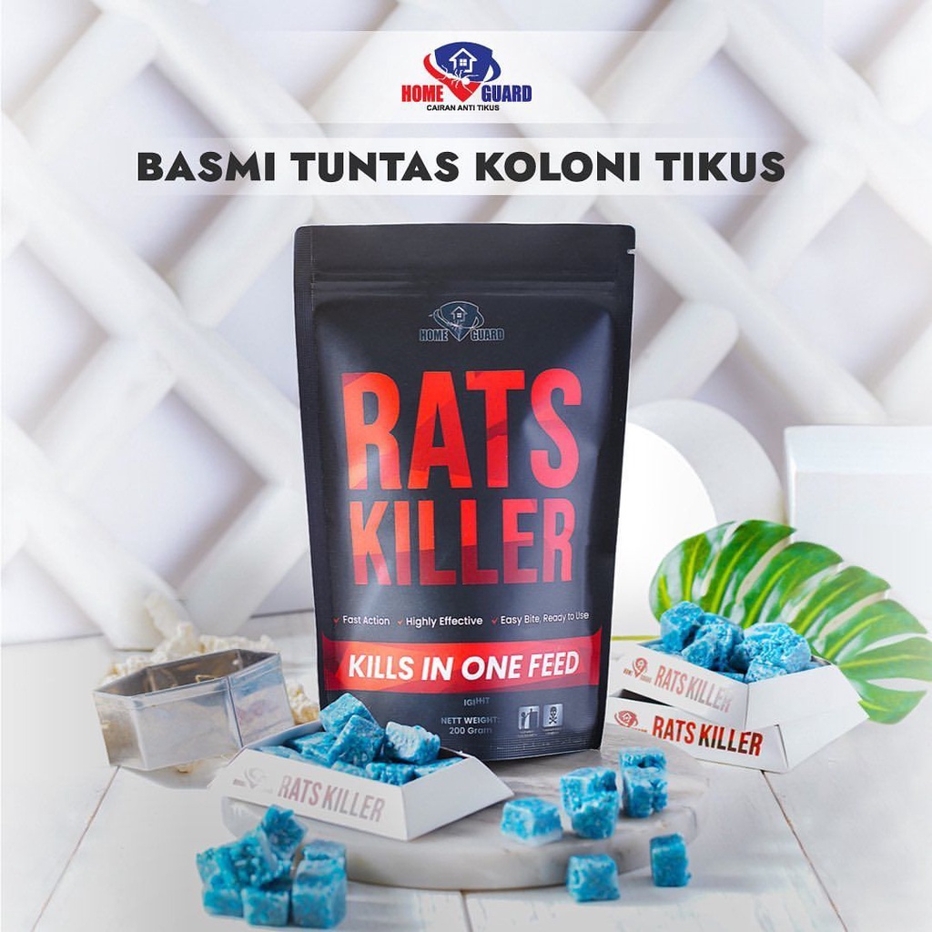 HOME GUARD RATS KILLER 200gr &amp; 100gr Racun Tikus Mati Kering / Homeguard Rat Poison / Pembasmi Tikus  / Tidak Meninggalkan Bau