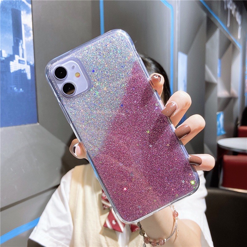 Glitter Gradation Case (PINK / BLUE) iPhone 12 11 pro max Oppo A15 A11k A33 A53 Vivo Y11 Y20 Y12s V9