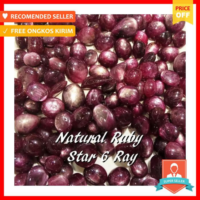 BATU AKIK PERMATA NATURAL RUBY STAR CORUNDUM 6STAR 12MM