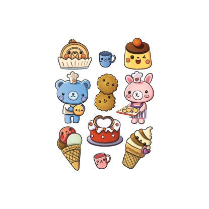 

POTATOO SET COOKING BEAR Temporary Tatto Sticker