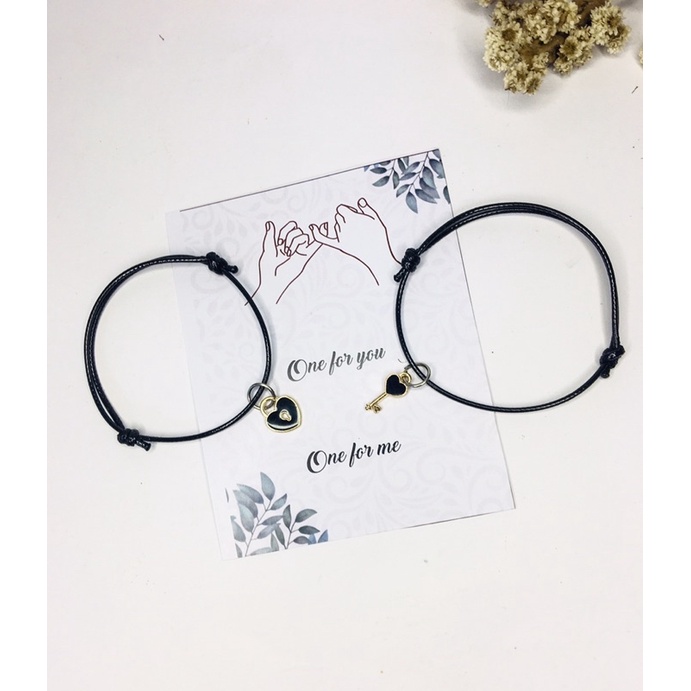 Gelang Couple pasangan liontin kunci dan gembok tali kulit gaya korea-2