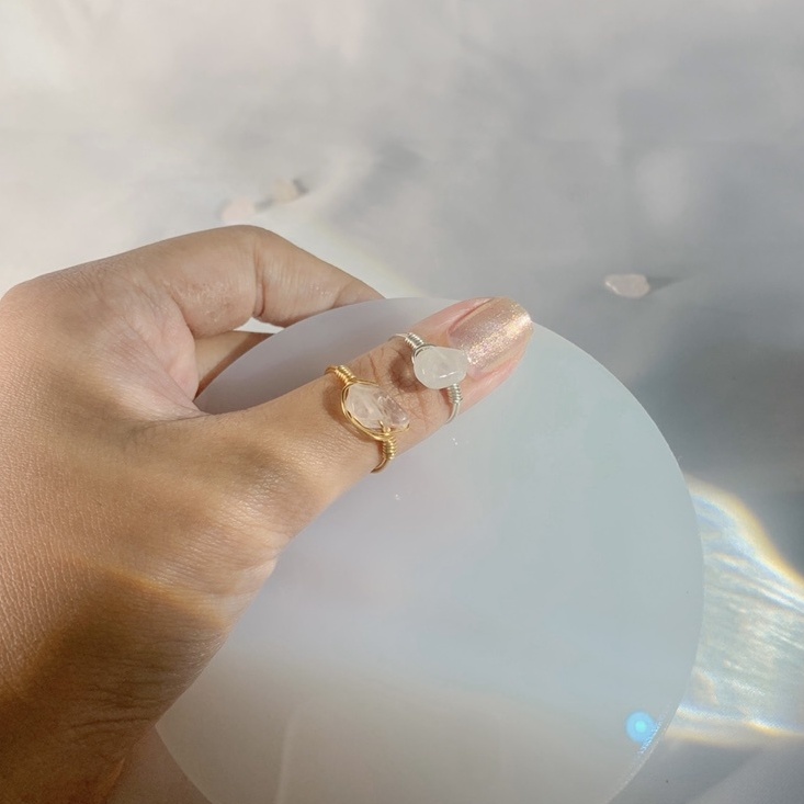 Rose Quartz Wire Ring /. Gemstone Ring