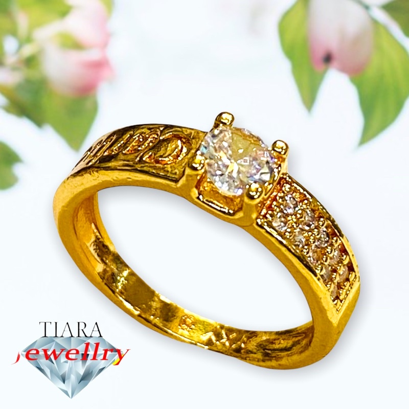 Cincin wanita //cincin model petir // cincin lapis emas// perhiasan//cincin permata