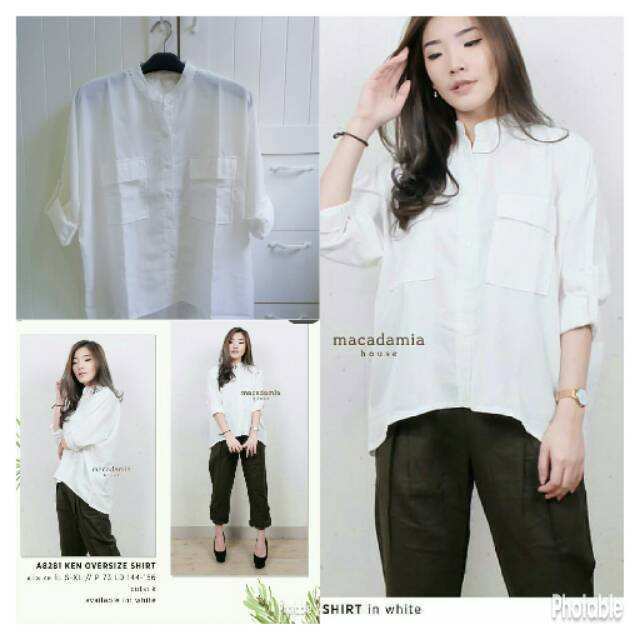 Baju Kemeja Wanita Warna Putih Polos  Kasual Modern