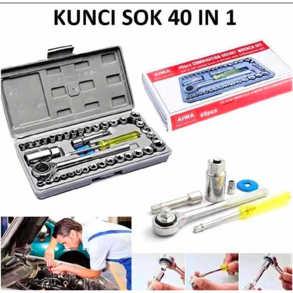 [ OBJ ] Kunci Sok 40 in 1 Combination Socket Wrench Set