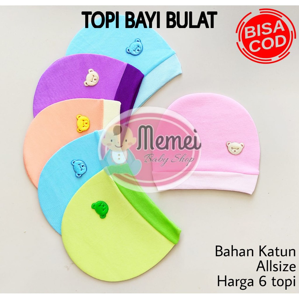 1 LUSIN (12 pcs) Topi bayi BULAT harga grosir TERMURAH