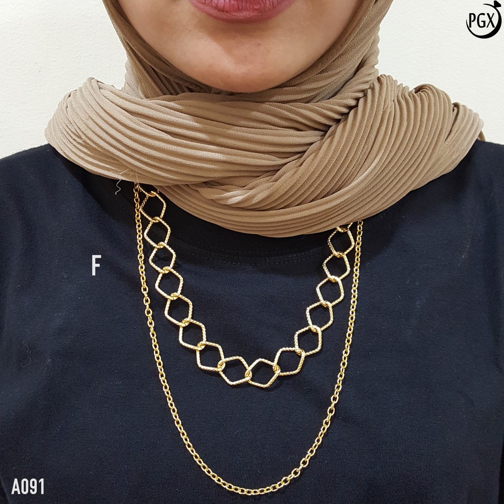 PGX Kalung Rantai Wanita Hijab Panjang Multilayer Necklace - A091