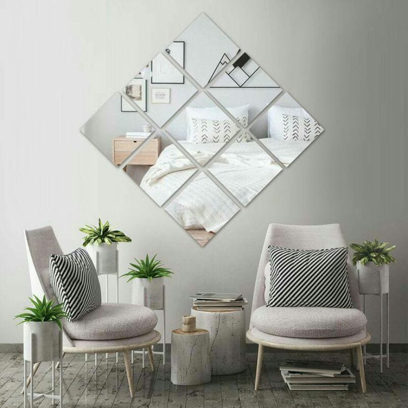 KACA CERMIN TEMPEL DINDING RECTANGULAR / CERMIN TEMPEL PERSEGI DEKORASI AESTHETIC HIASAN DINDING