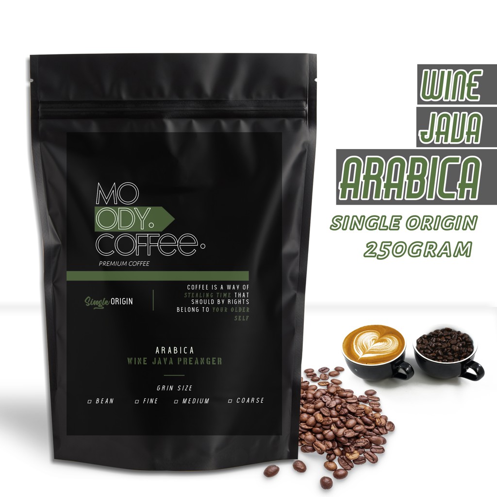

Kopi Bubuk Wine Arabica Java Preanger 250 Gram (Biji/Bubuk)
