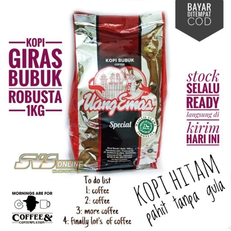 

kopi Robusta kopi bubuk/kopi bubuk uang Emas 1000 gram/ 1 kg