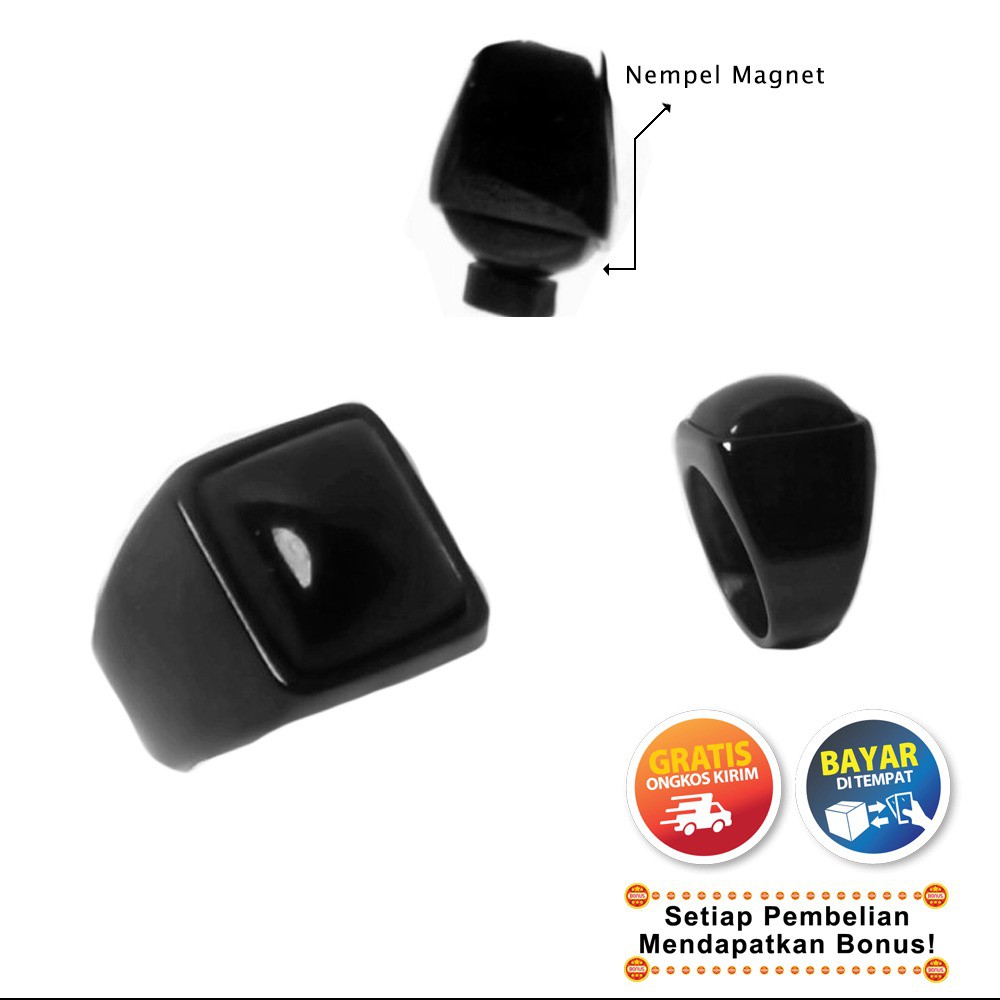 BISA COD Cincin Pria Batu Akik Berkhasiat Untuk Kesehatan dan Stamina Pria Ring Titanium Stainless