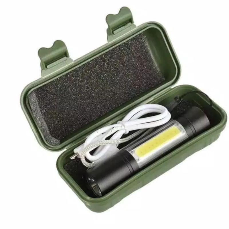 Senter USB COB Mini Usb Recharger Zoom LED Lampu Zoom Untuk Camping