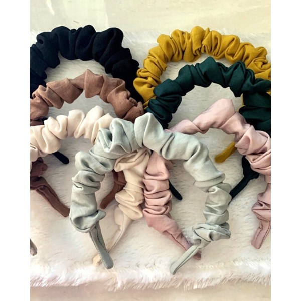 BANDO KOREA BANDO SCRUNCHIE BAHAN SATIN BANDO KERUT AKSESORIS BANDO WANITA BANDANA HEADBAND