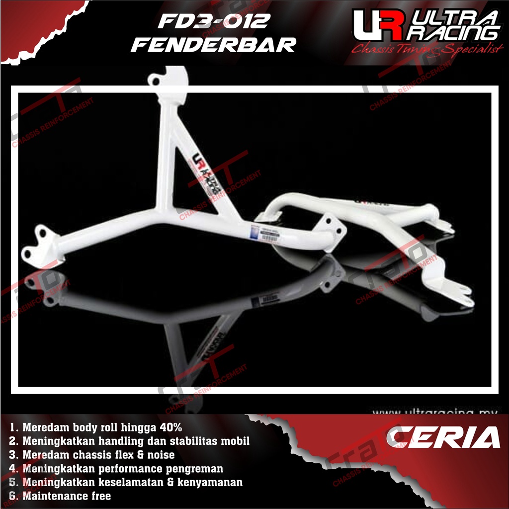 Aksesoris Stabiliser ULTRA RACING Safety Bar - Fenderbar 3 Points - Daihatsu Ceria - FD3-012 - Origi