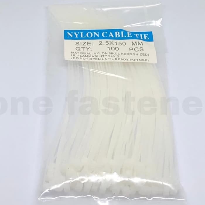 

Kabel Ties Cable Tie Kabel Tie 2.5X150 mm 15cm PUTIH 100pc