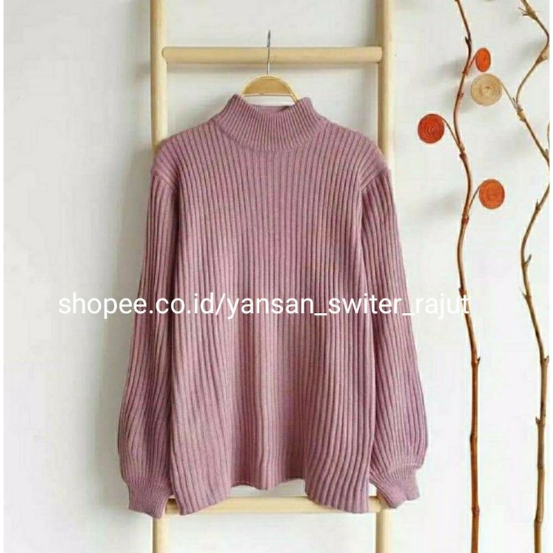 Aira Sweater Rajut tangan balon - Sweater Rajut Kekinian - Sweater Rajut Model terbaru - Cardigan Terkini - Sweater Cardigan Premium