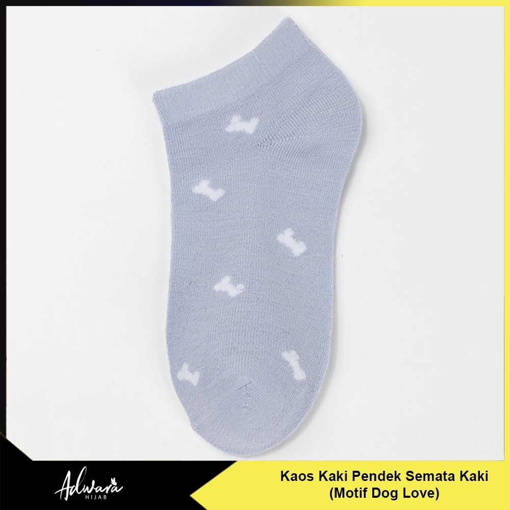 Kaos Kaki Wanita Pendek Semata Kaki Motif Biru Dog Love