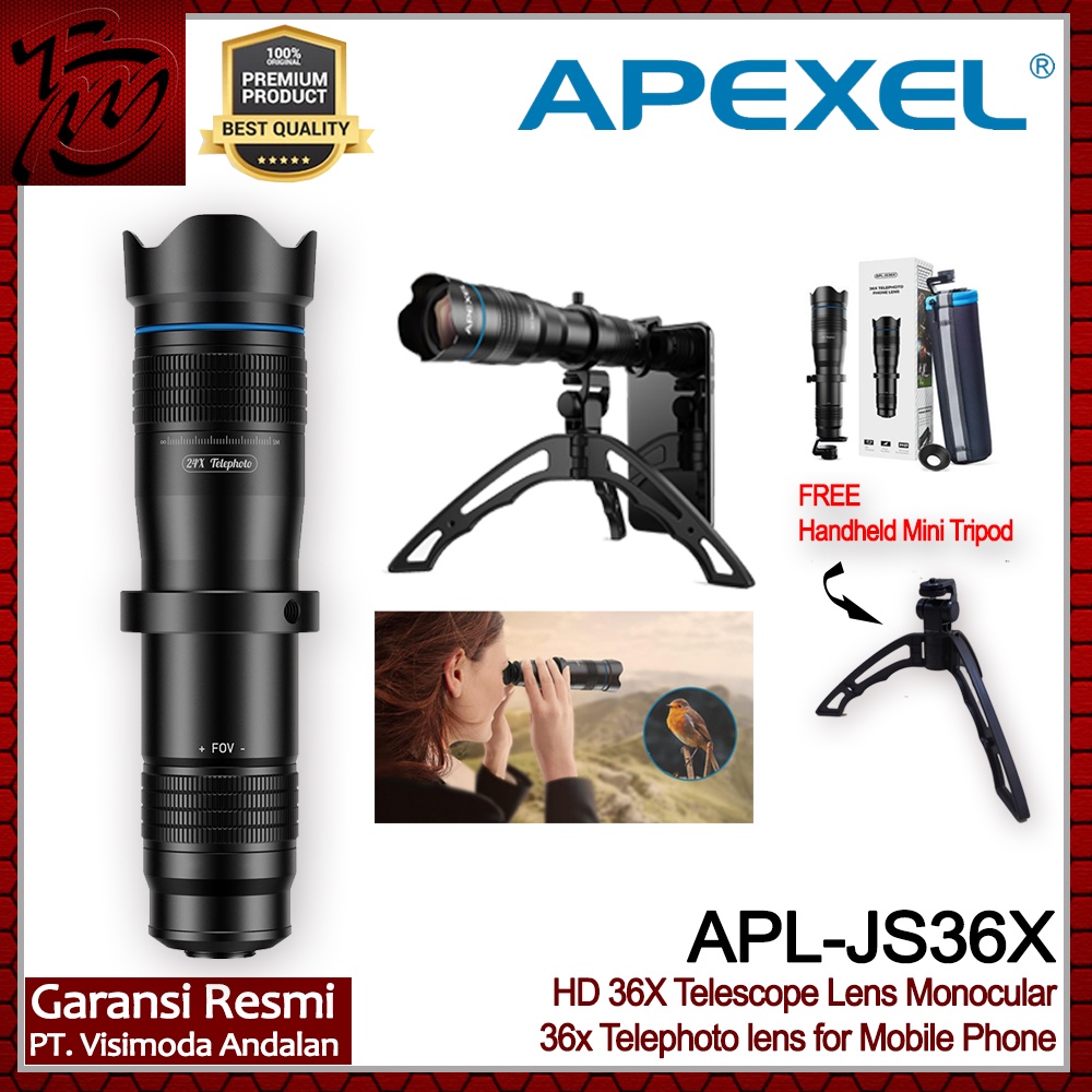 Apexel APL-JS36X HD 36x Lensa Telephoto Monocular Lens for Smartphone