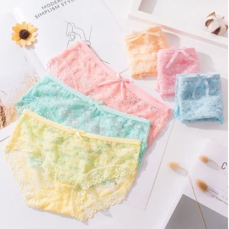 DF CD098 CD Brukat Women Bunga Panties Wanita Celana Pakaian Sexy Polos Lace Flower