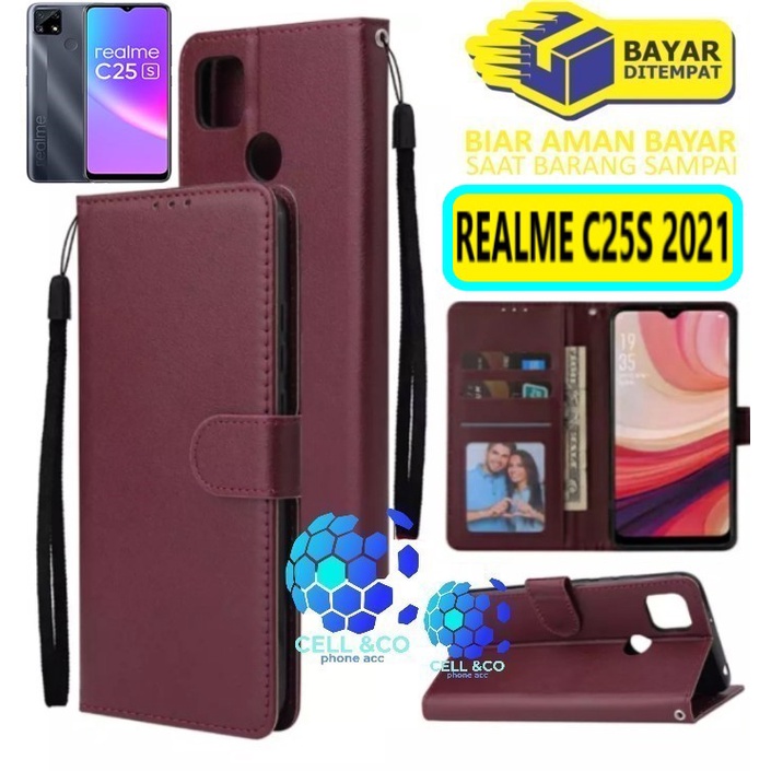 Flip cover REALME C25S 2021 Flip case buka tutup kesing hp casing flip case leather wallet