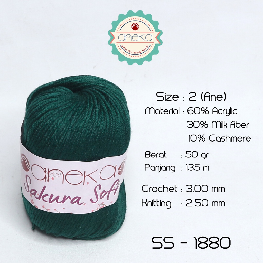 Benang Rajut Sakura Soft / Silk Cotton Milk Cotton Yarn - 1880