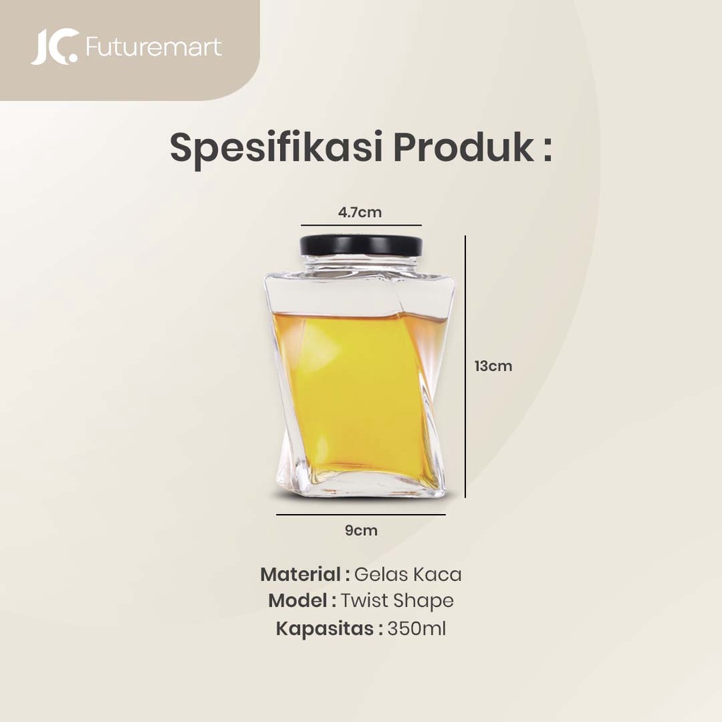 BOTOL KACA TWIST SHAPE 350ML KEMASAN MADU SELAI HONEY GLASS JAR