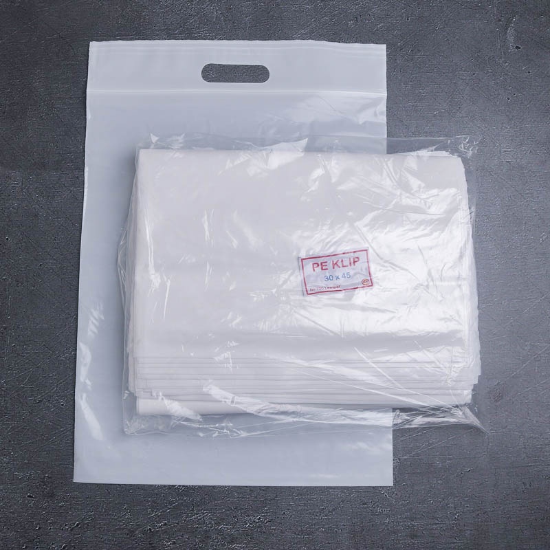 Plastik klip Ziplock kaos ukura 30x45 - Putih