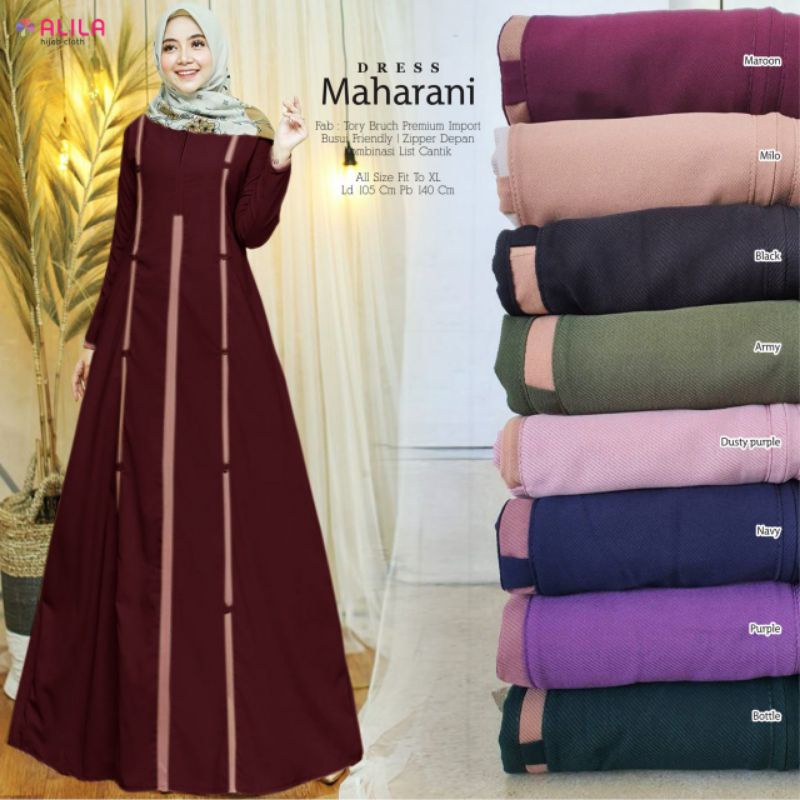 MAHARANI DRESS GAMIS MUSLIM POLOS ORIGINAL BY ALILA