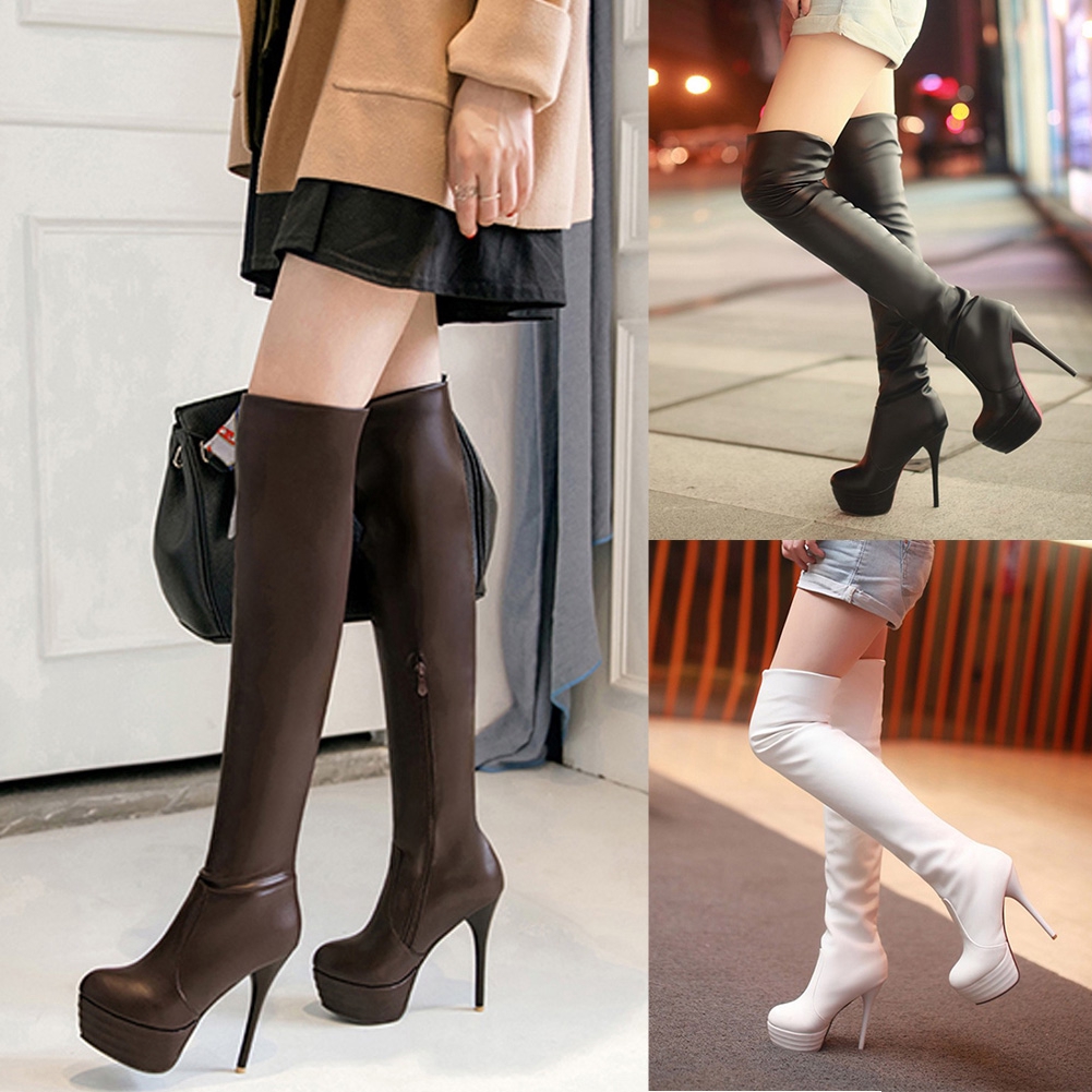 thigh high platform heel boots