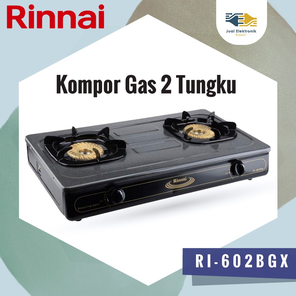 Kompor Gas 2 Tungku Rinnai RI-602BGX / RI602BGX Best Seller