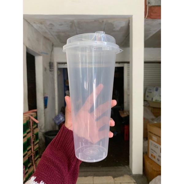 CUP PP INJECT (25) INJECTION 700ML HARGA PACK GELAS PLASTIK BOBA MINUMAN BENING KUAT TAHAN LAMA 24OZ