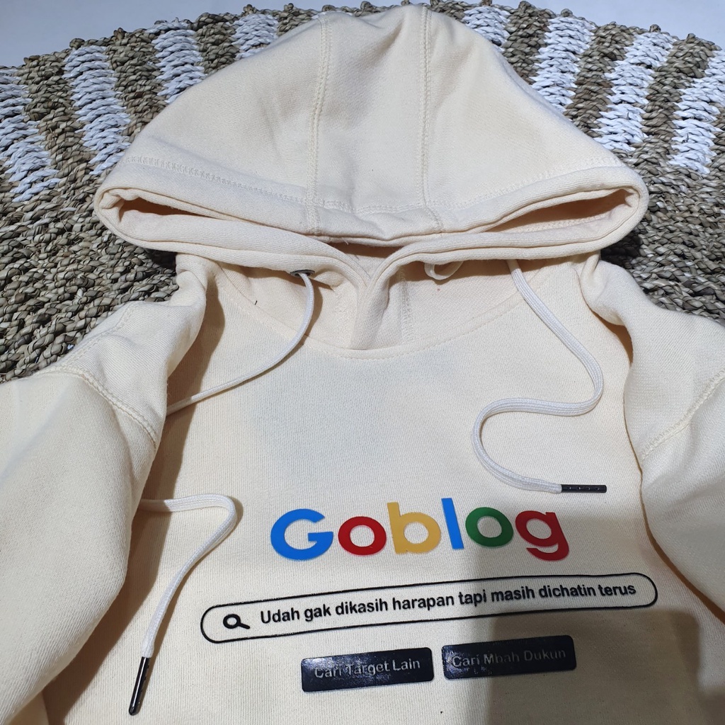 Jaket Sweater Hoodie goblog distro bahan fleece tebal tidak berbulu keren terbaru