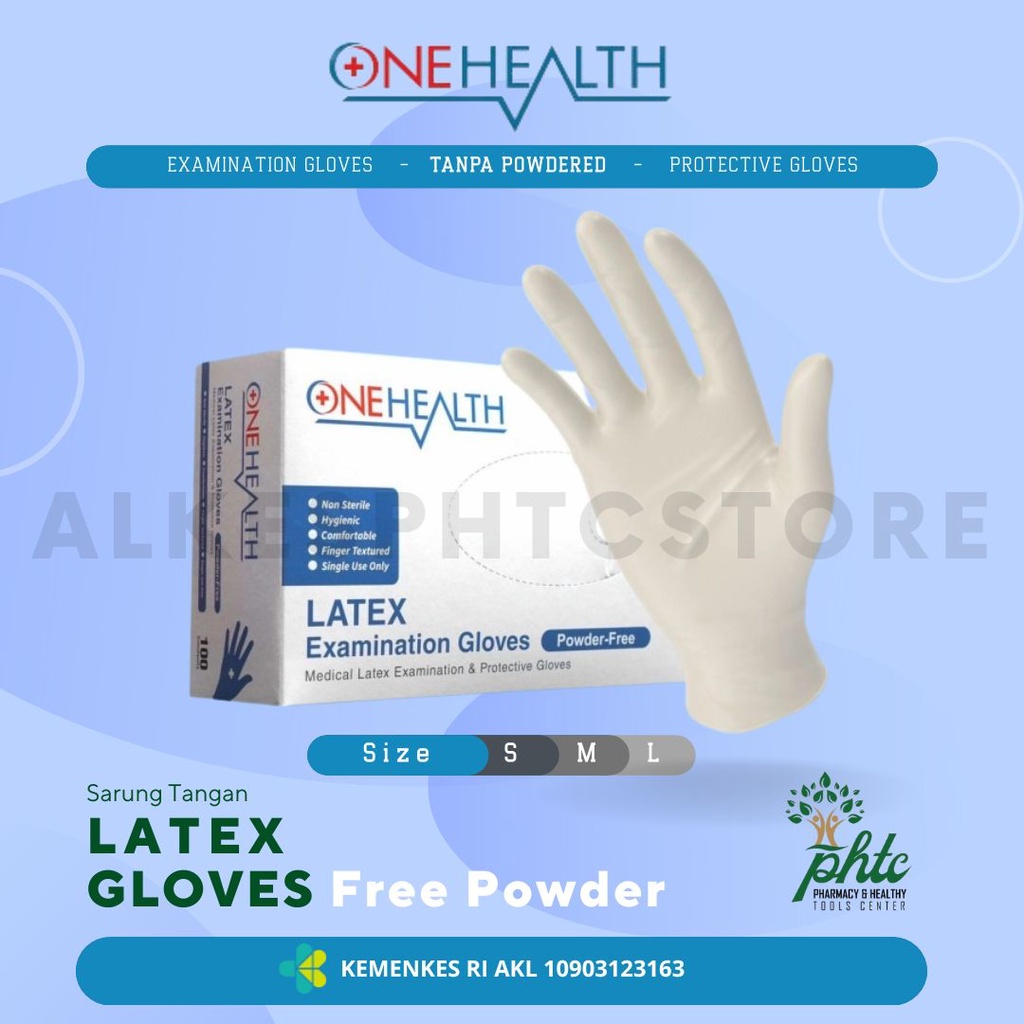 ONEHEALTH Sarung Tangan Tanpa Powder l Examination Latex Free Powder - Putih