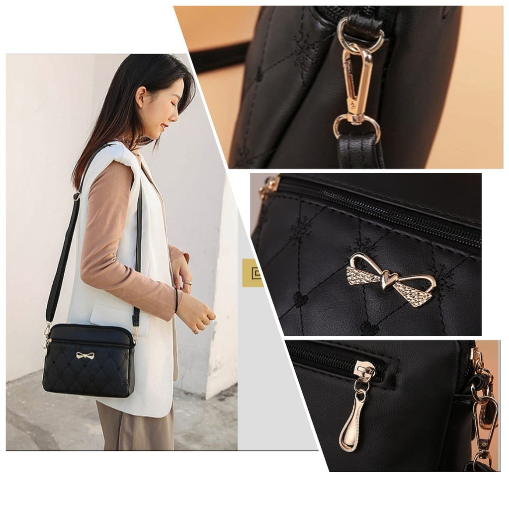 TAS SELEMPANG WANITA KULIT HITAM METABO TA306B5 PREMIUM SLING BAG REMAJA KOREA BATAM TERMURAH