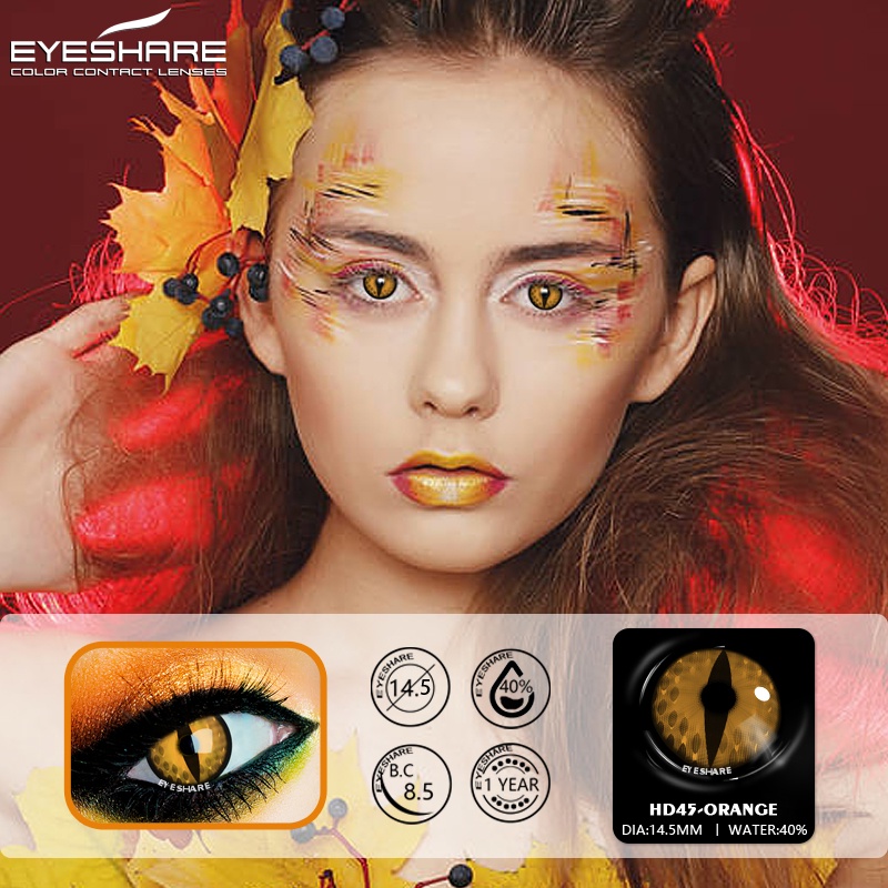 Softlens [★COD★]BLUE-YELLOW-ORANGE-RED Girl Gadis Kucing Vertikal Cosplay lensa kontak  HALLOWEEN / Charm Fresh Lady Crazy /Lensa Mata Soflen Mata Softlens Soflens