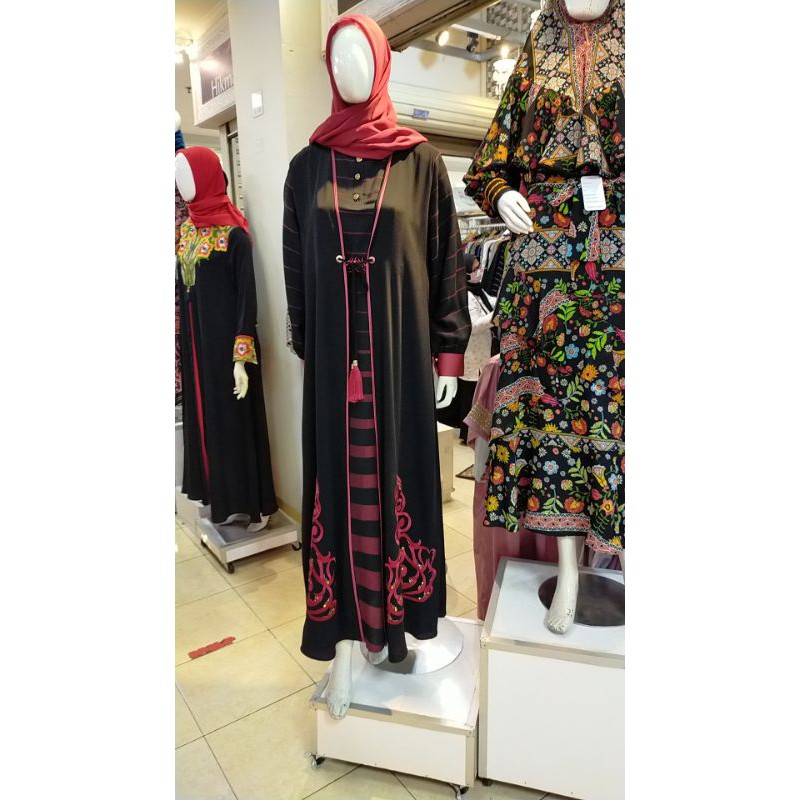 Terbaru Abaya Hikmat A9622 Color Brown.maroon