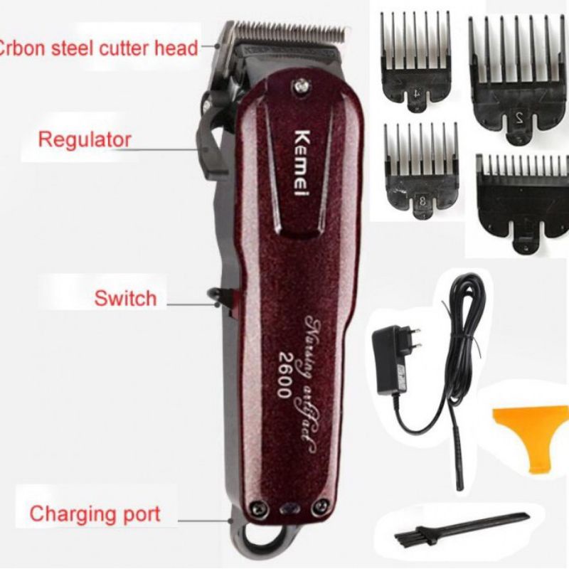 Mesin Cukur Rambut Kemei KM 2600 Rechargeable Alat Potong Rambut Oiriginal KEMEI 100%