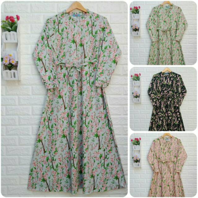 Gamis katun jepang ori kiky collection motif bambu