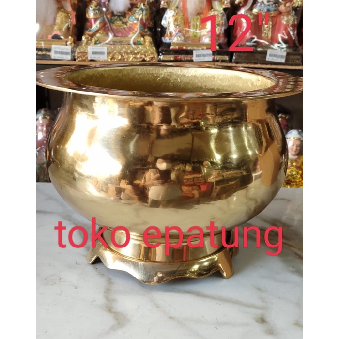 Tempat Bakar Dupa - Hio Lo Hiolo Sembahyang Kuningan 12 Inch