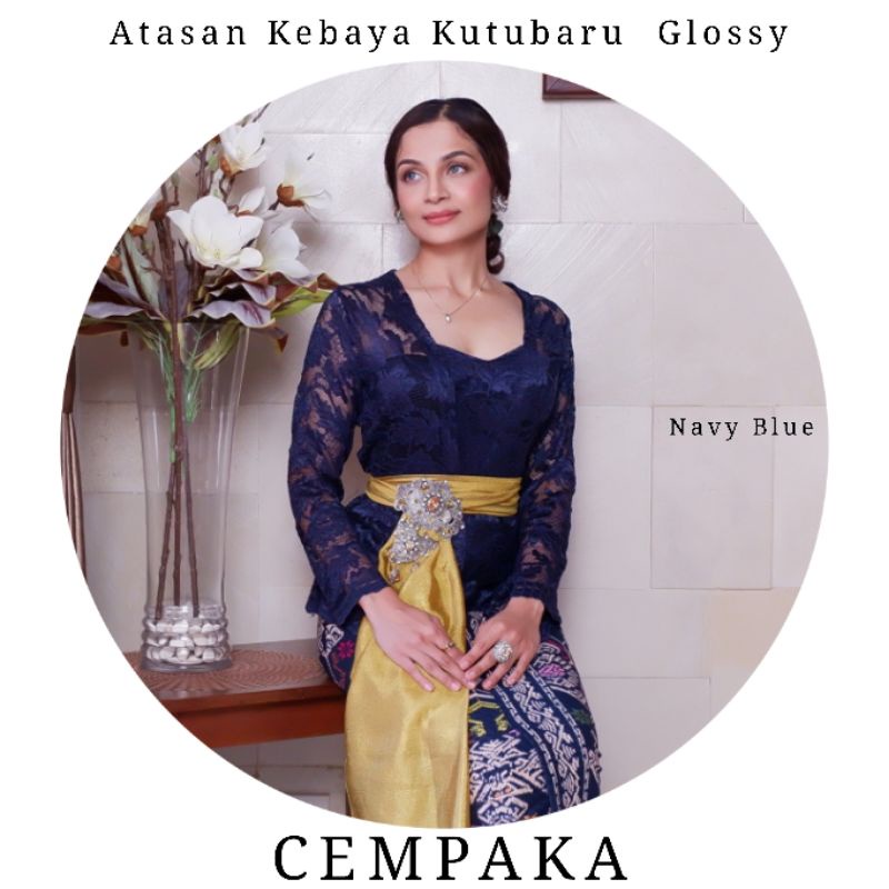 Atasan Kebaya Kutubaru Lengan Panjang Brokat Glossy Cempaka