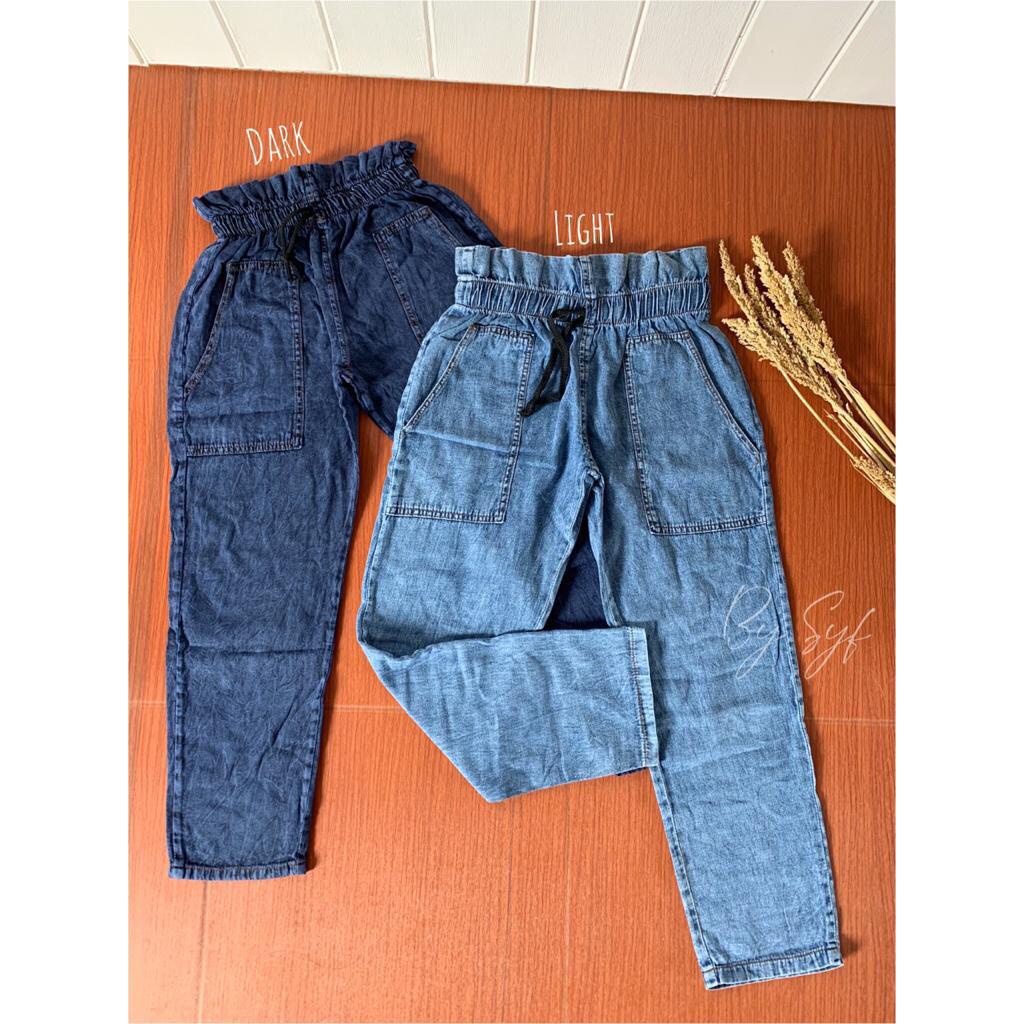 CASSA BAGGY FIT TO XL MATT JEANS WASH FULL PINGANG KARET