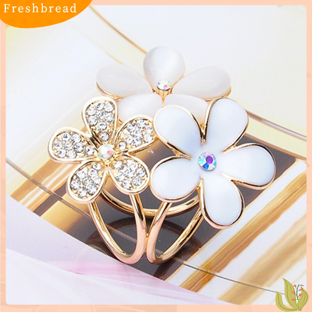 [ TERLARIS]Women Shiny Rhinestone Inlaid Flower Scarf Ring Clip Holder Brooch Pin Buckle