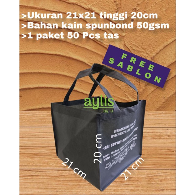 Tas Spunbond Kotak Nasi 20x20 +sablon 50gsm