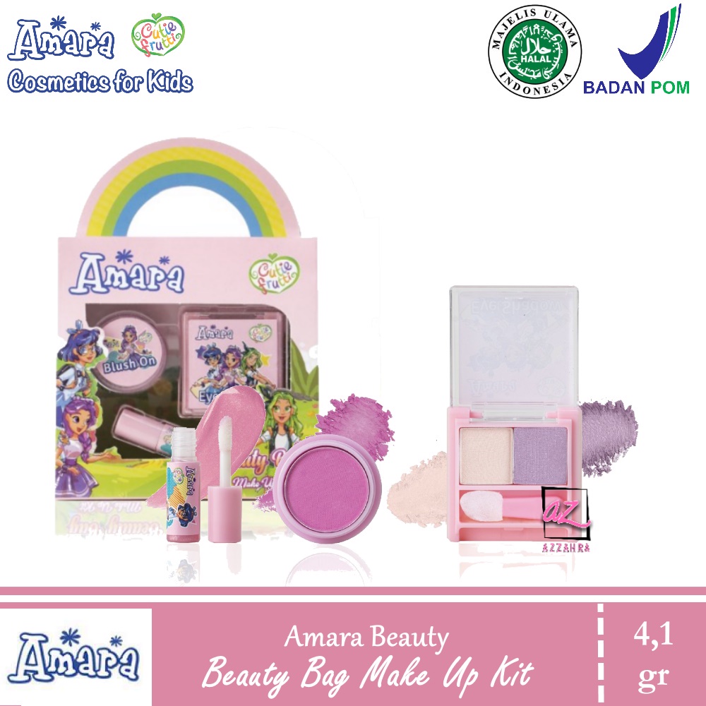 AMARA Beauty Bag Make Up Kit [Blush On, Eyeshadow 2 warna, Lipgloss] - 3pcs